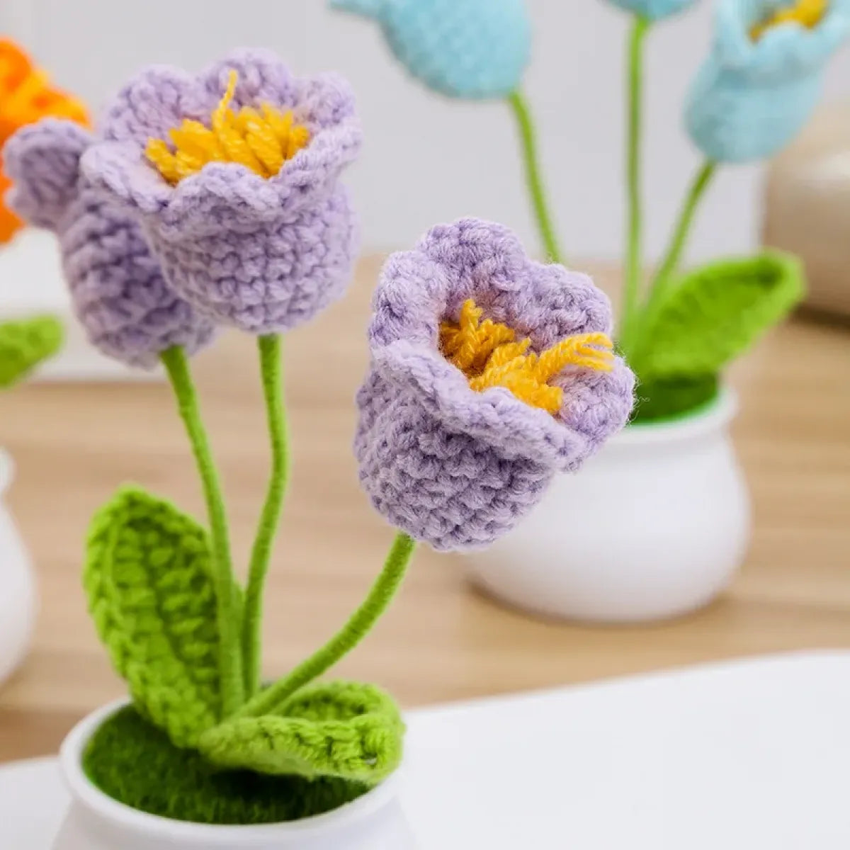 Handmade Crochet Lily Plush – Potted Flower Decor for Desk or Gift