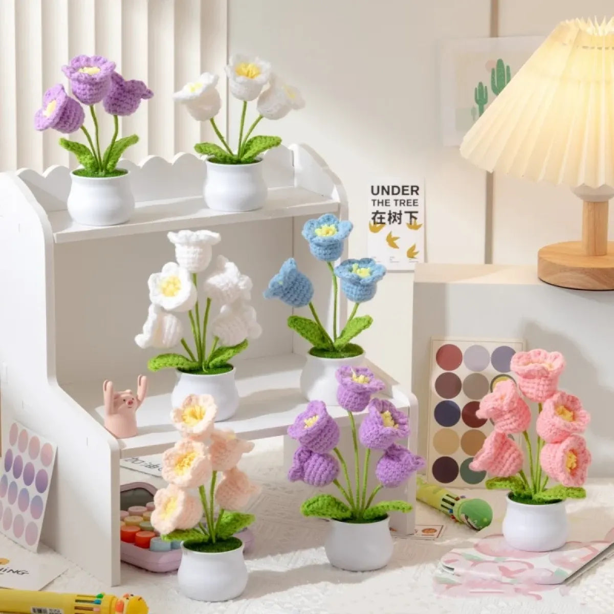 Handmade Crochet Lily Plush – Potted Flower Decor for Desk or Gift