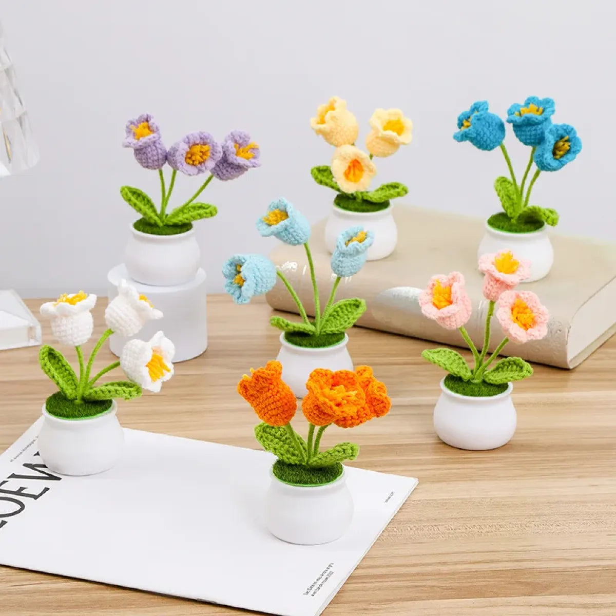 Handmade Crochet Lily Plush – Potted Flower Decor for Desk or Gift