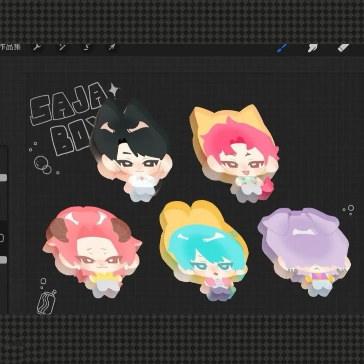 KPop Demon Hunters Anime Plush Keychain Set