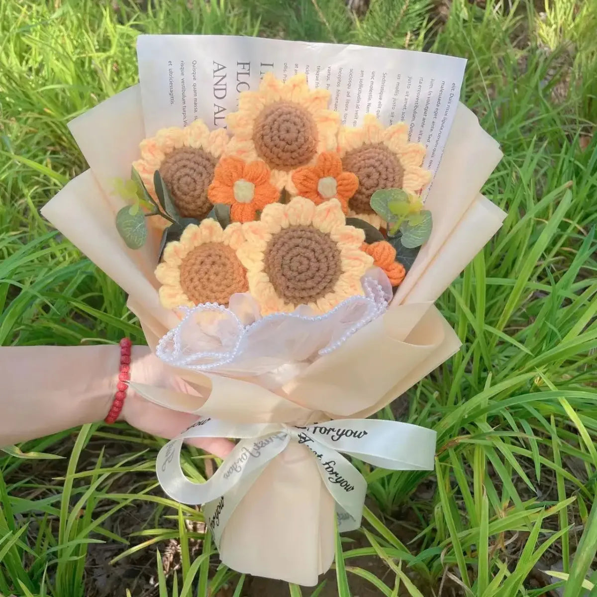 Knitted Sunflower Strawberry Bouquet