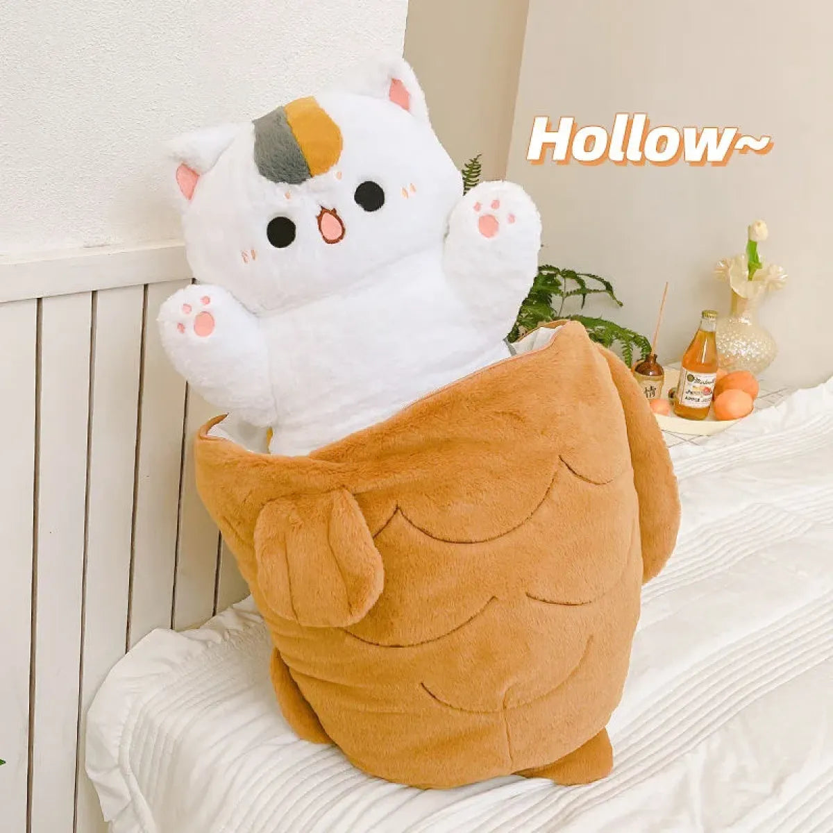 Kawaii Taiyaki Cat Plush Pillow – 80cm Soft Stuffed Animal